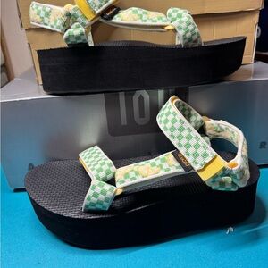 Teva Green and Yellow Platform Sandals